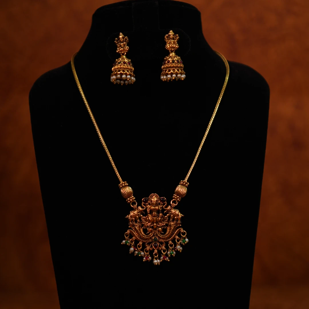 Antique Lakshmi Long Chain Necklace Set