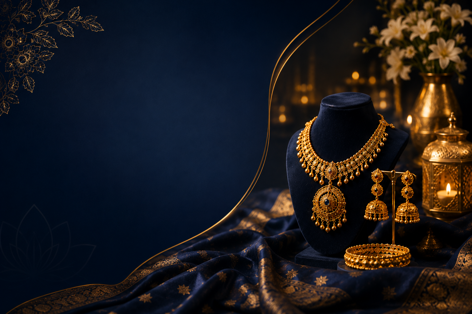 Antique Lakshmi Long Chain Necklace Set